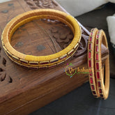 Single Line Kundan Bangle-Glossy- Maroon Red-G3607
